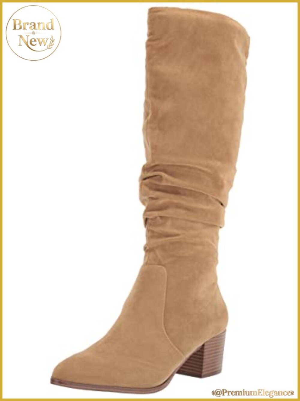 Tall Block Heel Boots Faux Suede Memory Foam Knee-High